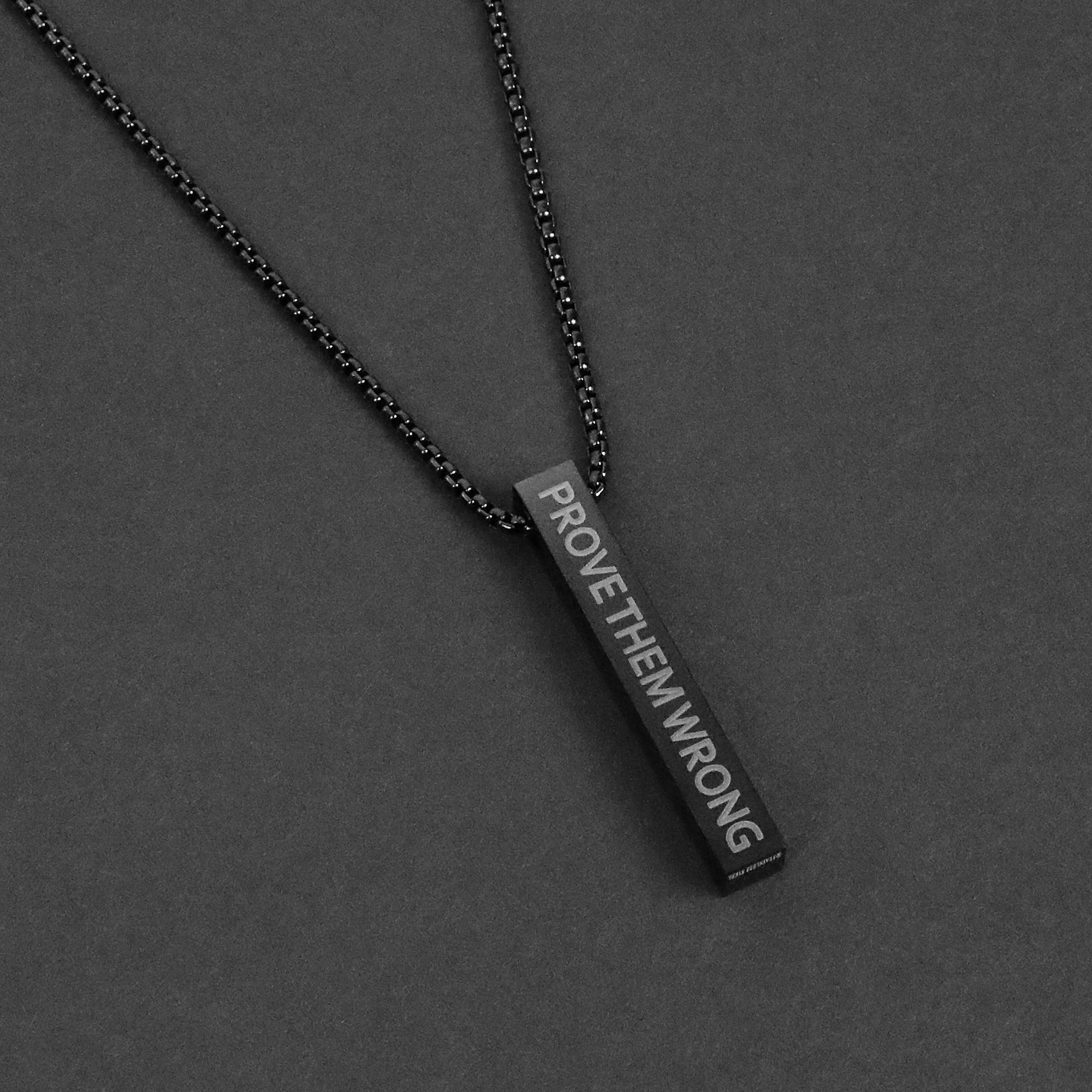 Bar Pendant Necklace - Black 6mm