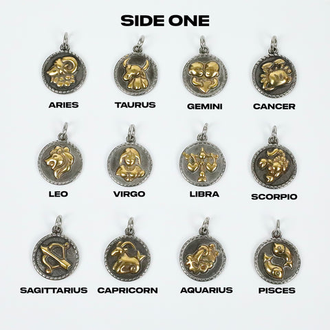 Zodiac Coin Necklace - Silver x Gold