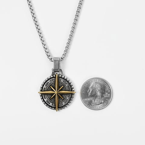 Compass Necklace - Silver x Gold
