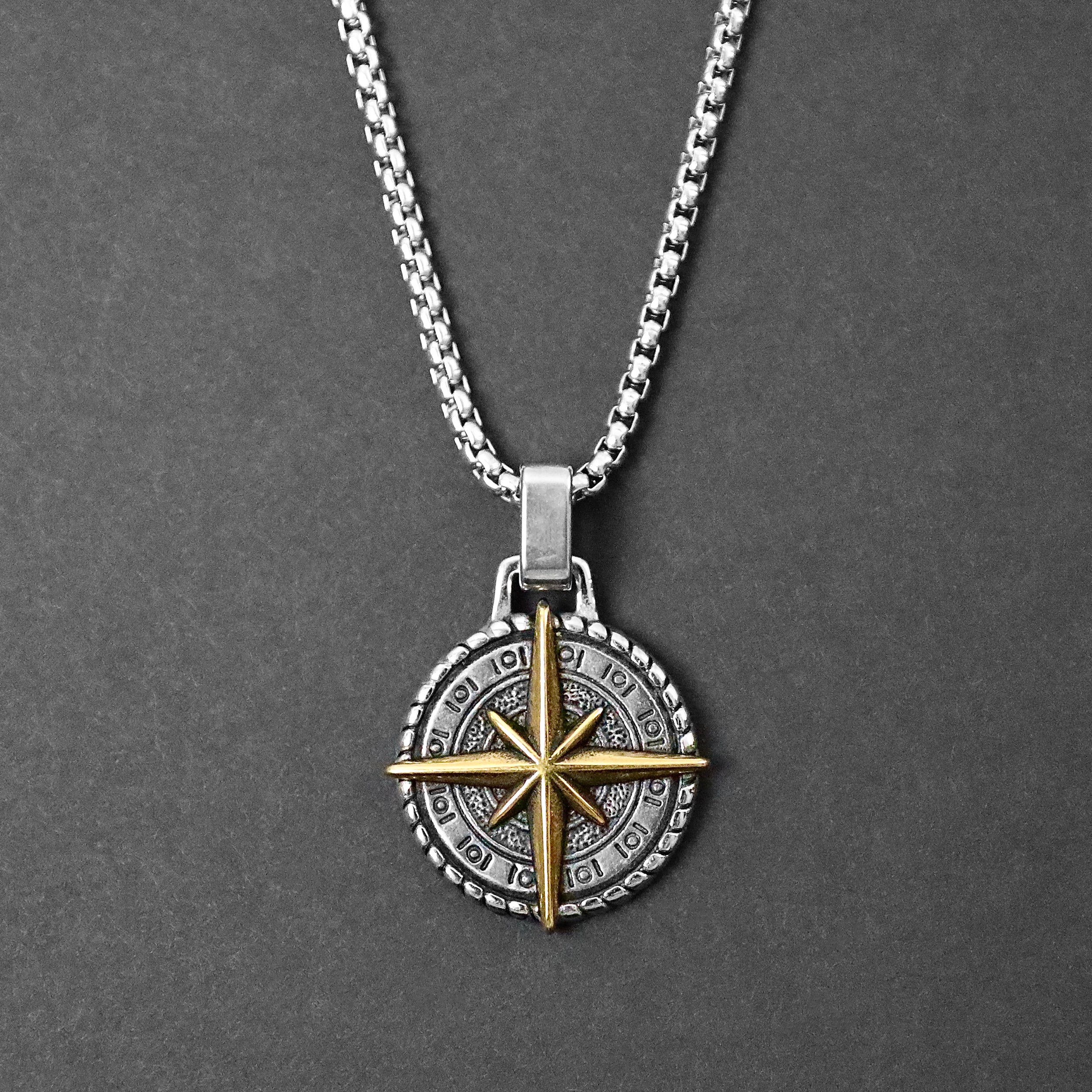 Compass Necklace - Silver x Gold