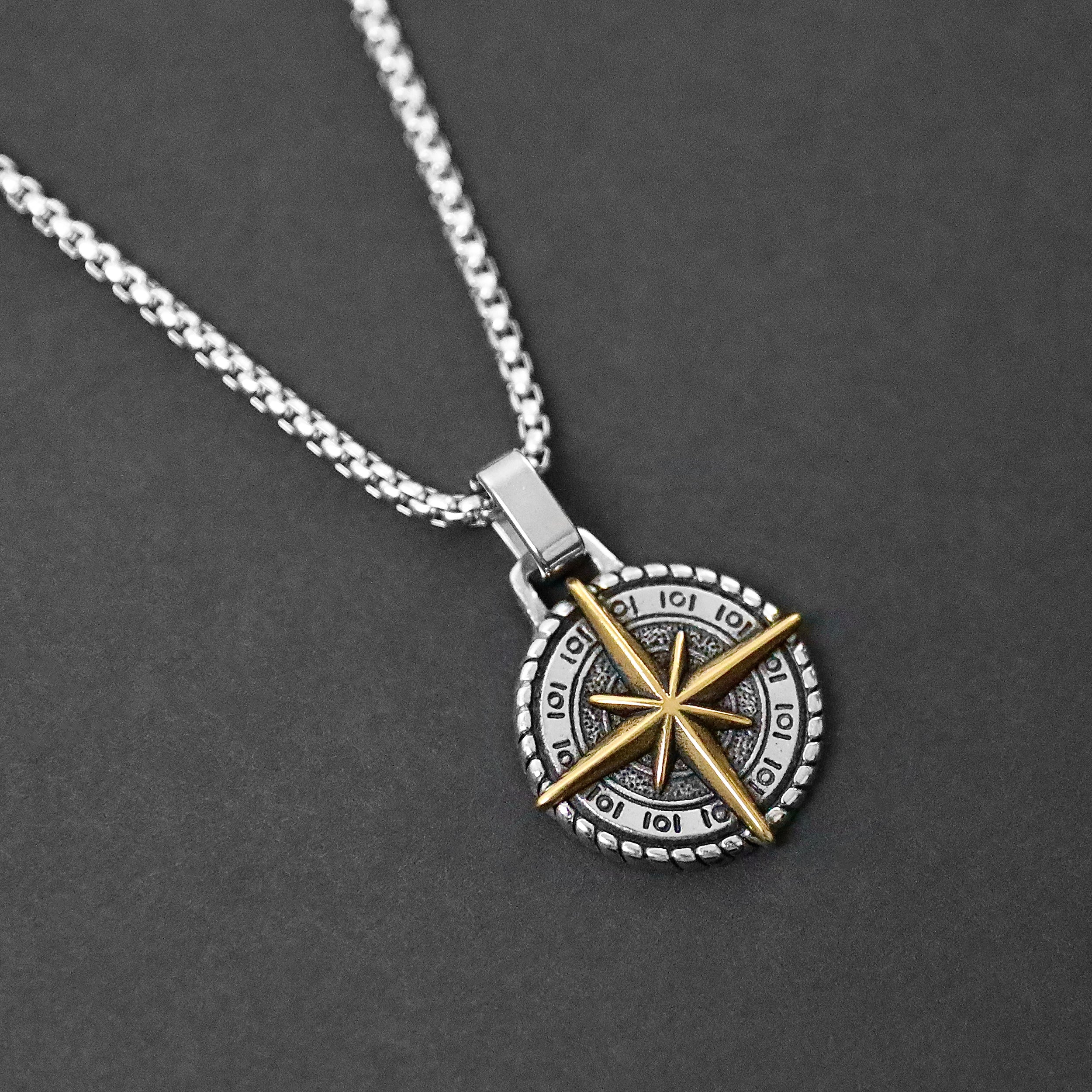 Compass Necklace - Silver x Gold