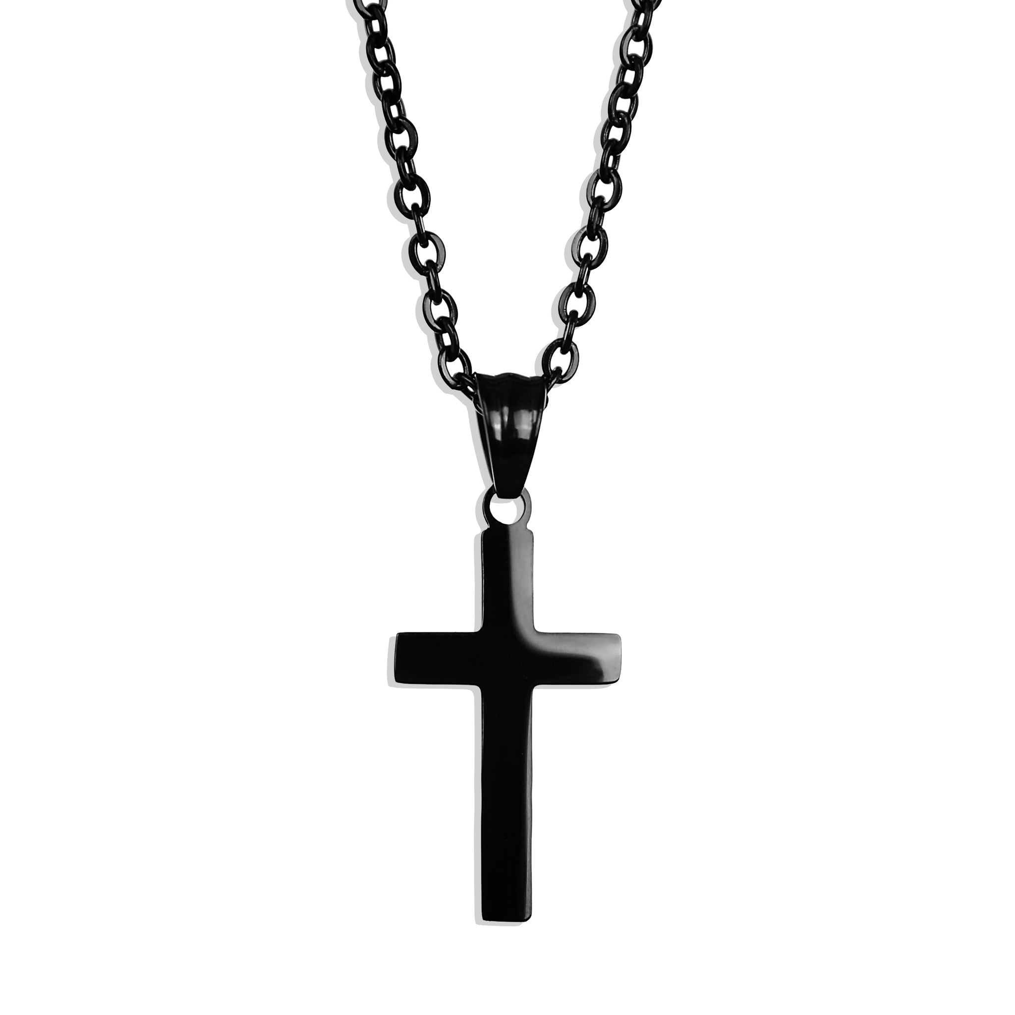 Modern Cross Necklace - Black