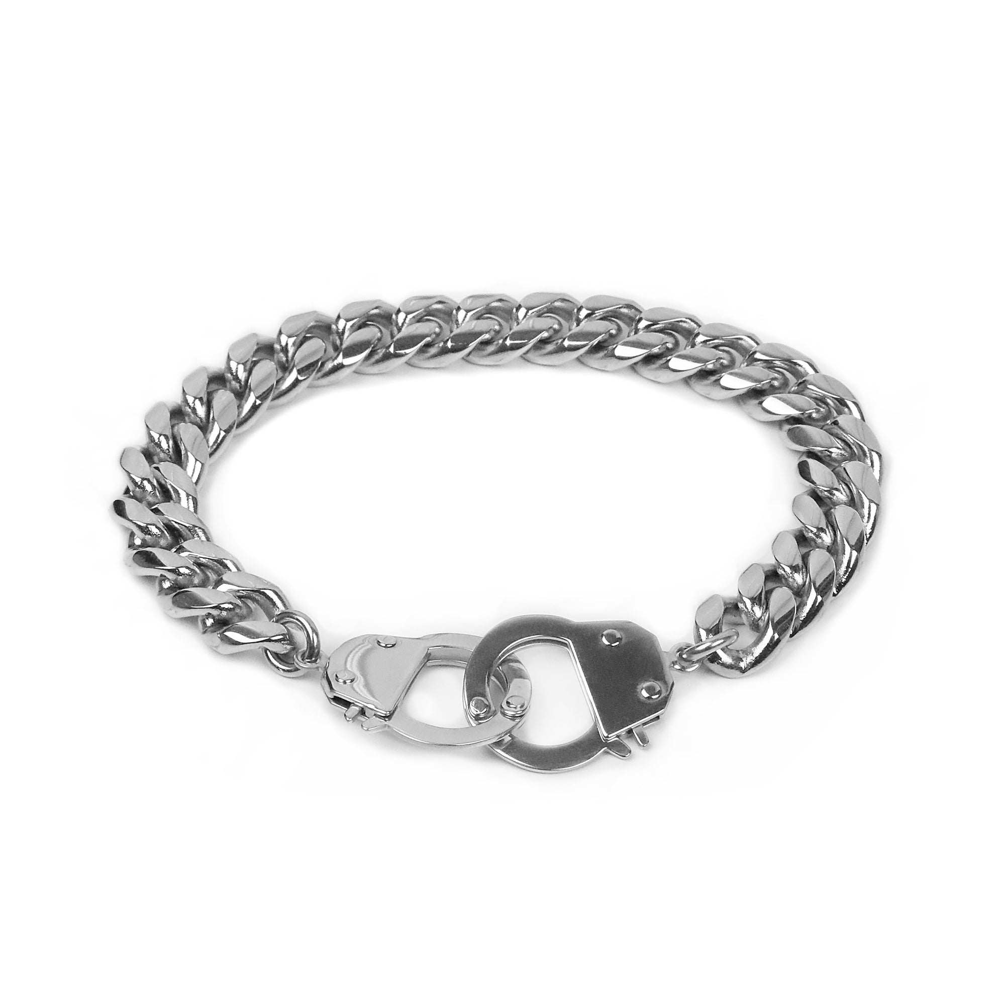 Cuban Cuff Chain Bracelet - Silver 10mm