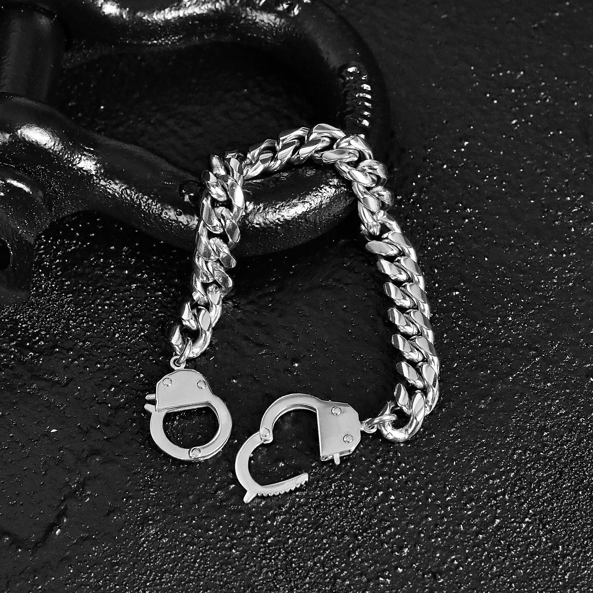 Cuban Cuff Chain Bracelet - Silver 10mm