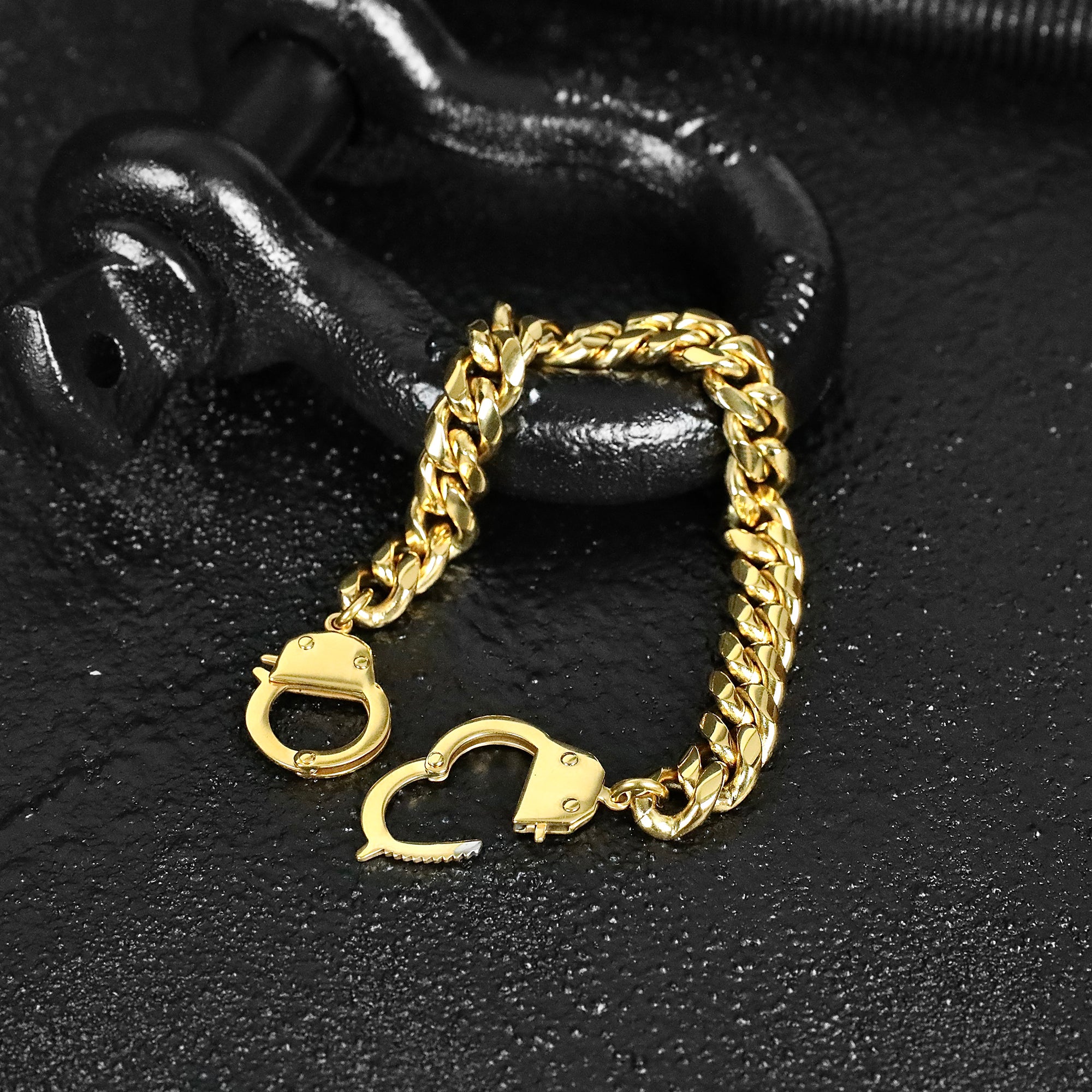 Cuban Cuff Chain Bracelet - Gold 10mm