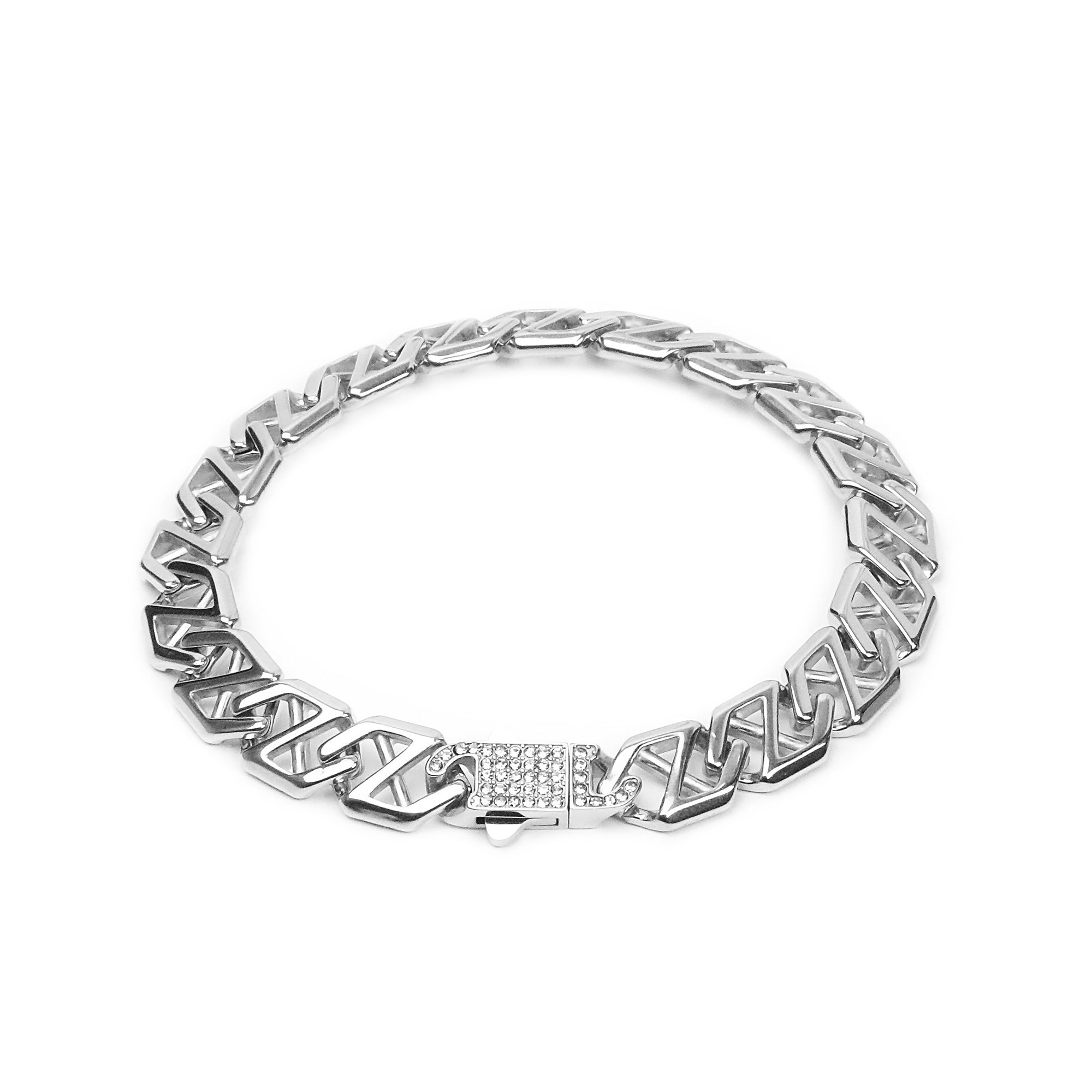 X Chain Pave Bracelet - Silver 10mm