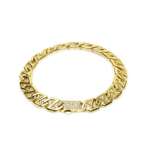 X Chain Pave Bracelet - Gold 10mm