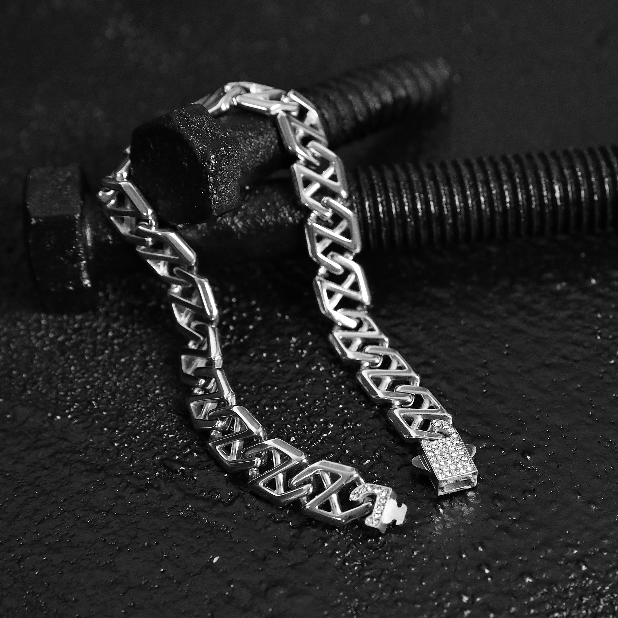X Chain Pave Bracelet - Silver 10mm