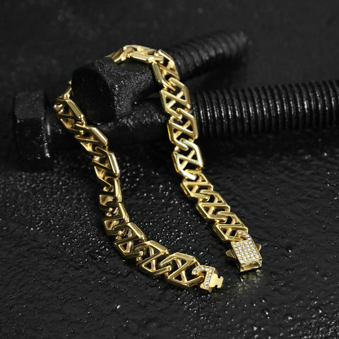 X Chain Pave Bracelet - Gold 10mm