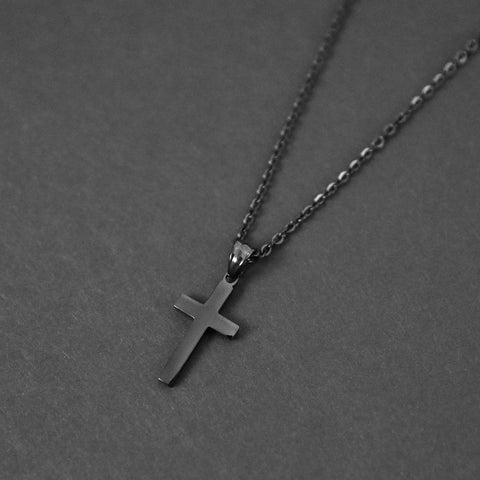 Modern Cross Necklace  - Black