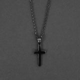 Modern Cross Necklace  - Black
