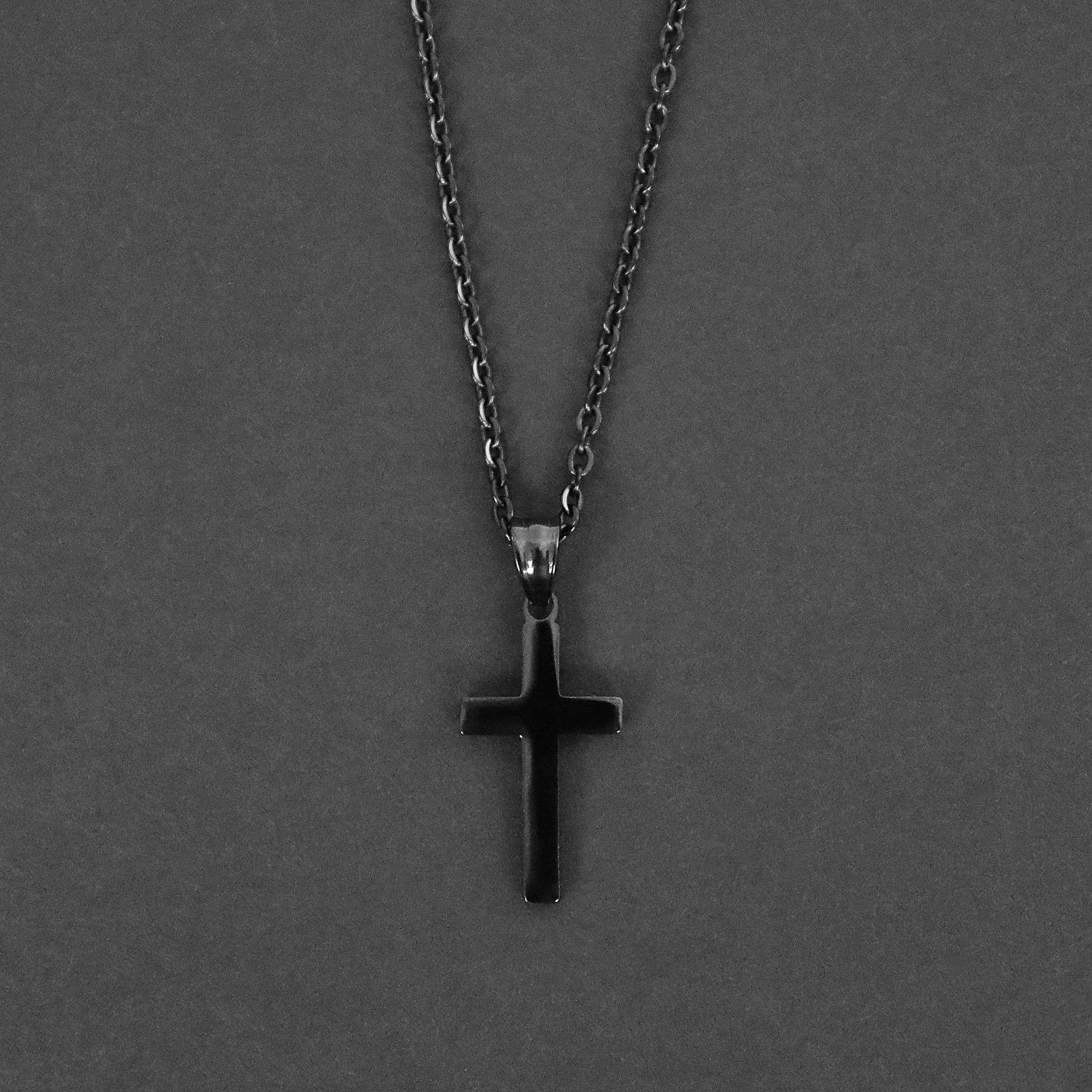 Modern Cross Necklace  - Black