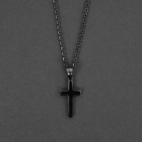 Modern Cross Necklace  - Black