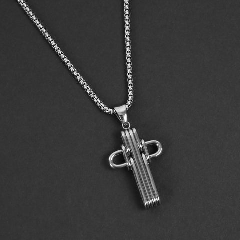 Mechanical Cross Necklace - Silver