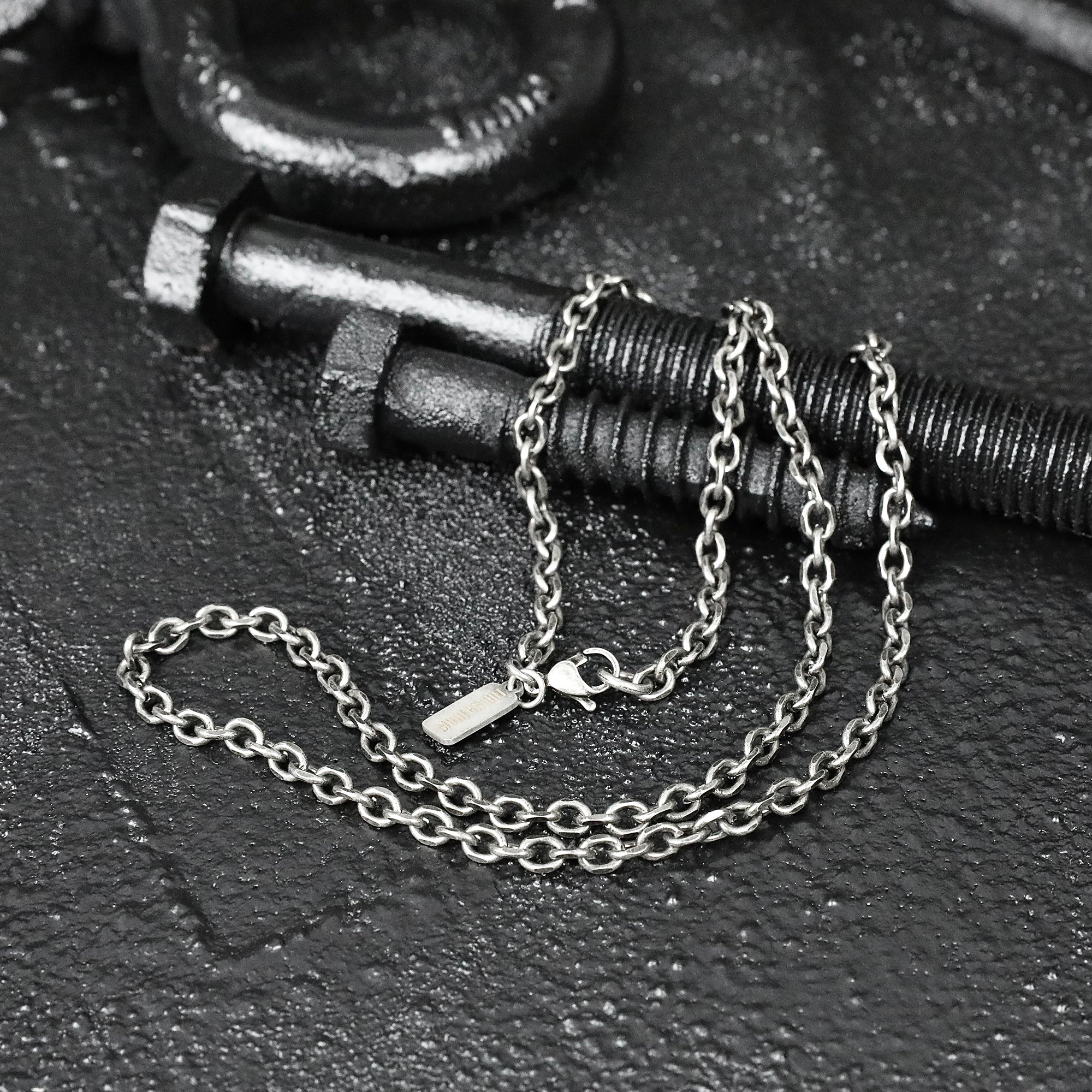 Modern Cable Chain - Aged Silver 4.5mm