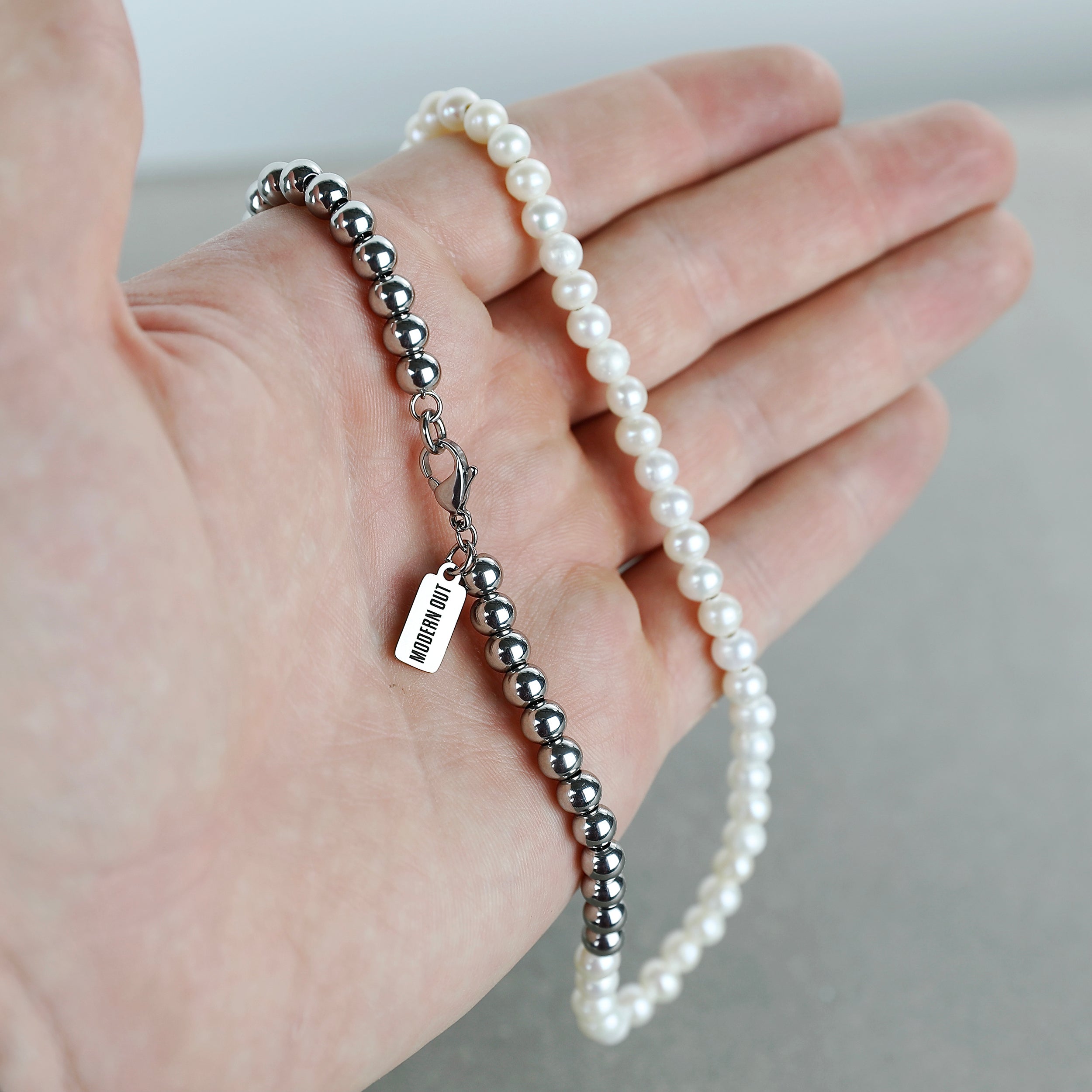 Modern Pearl Necklace - Pearl x Silver