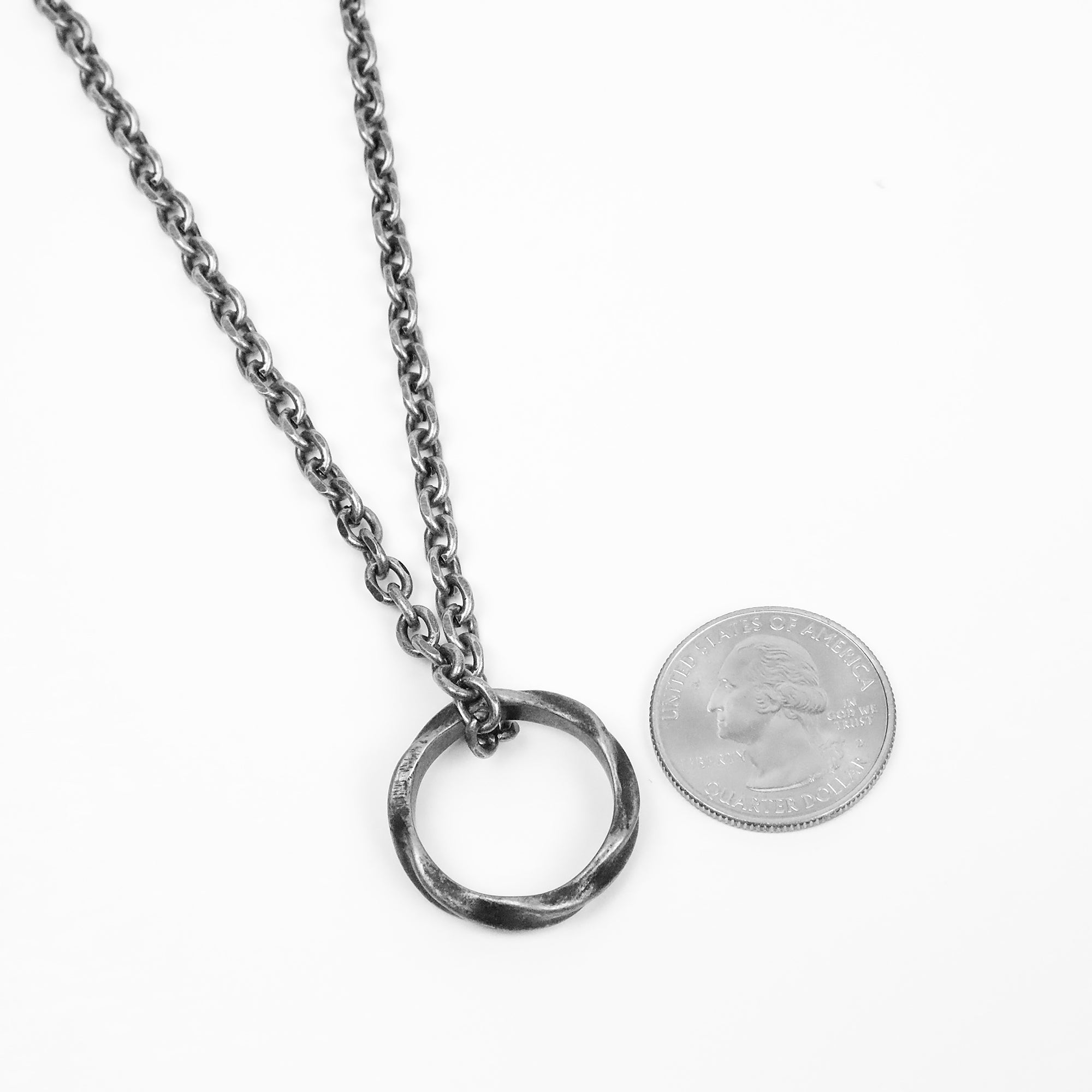 Twist Ring Necklace - Antique Silver