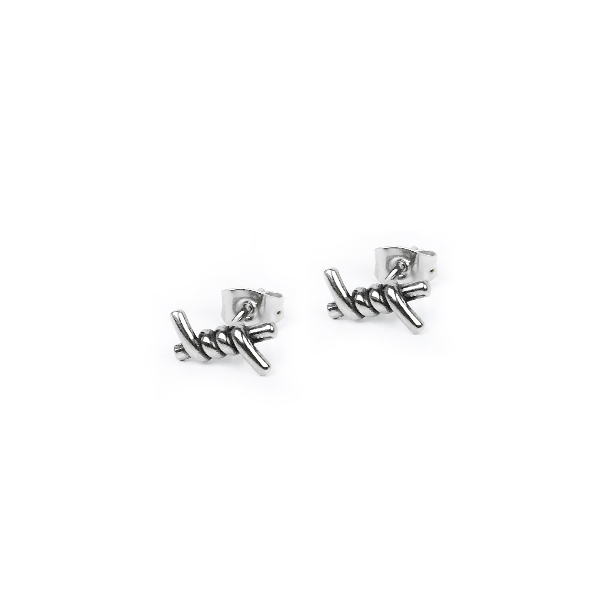 Barbed Wire Stud Earring - Silver