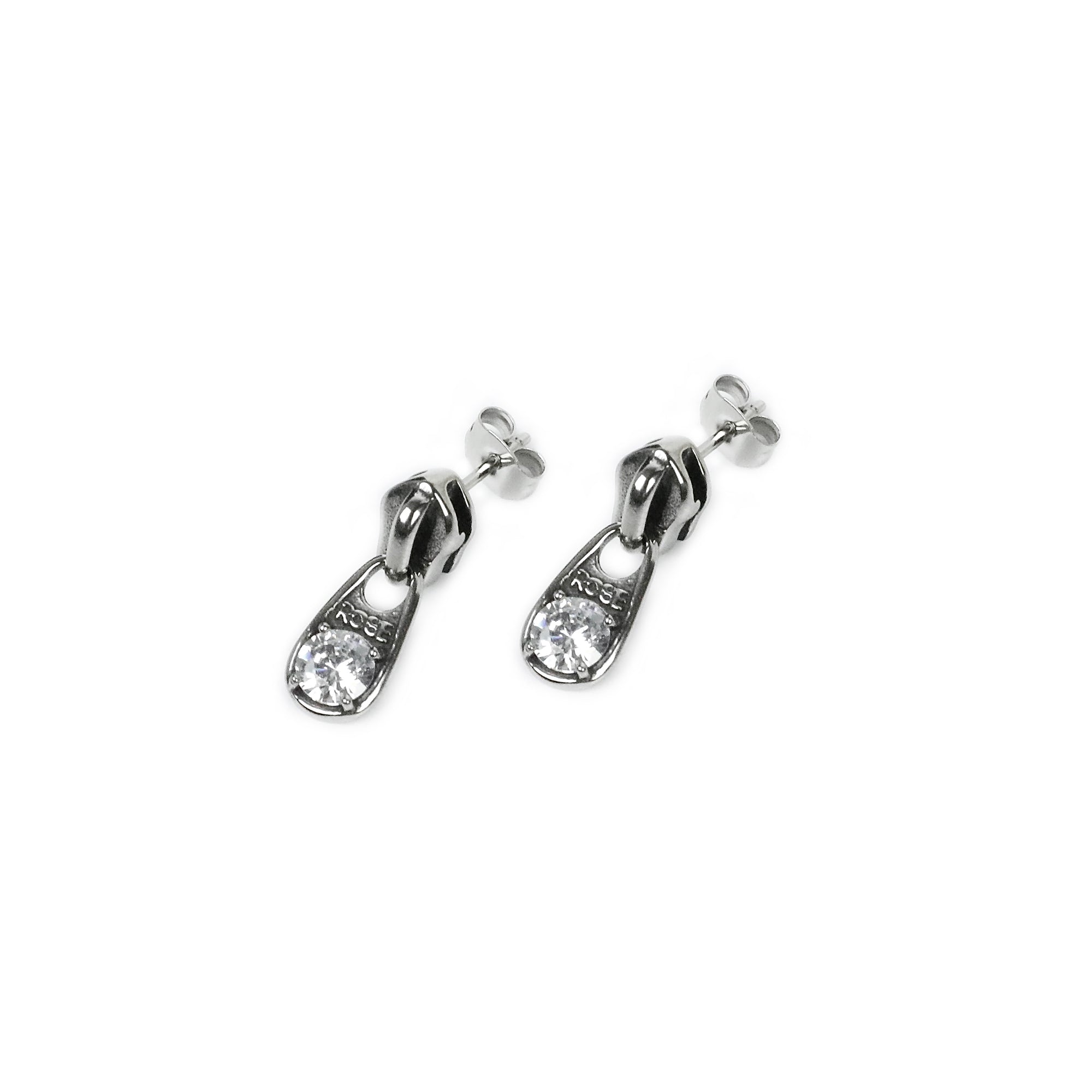 Zipper CZ Earring - Silver