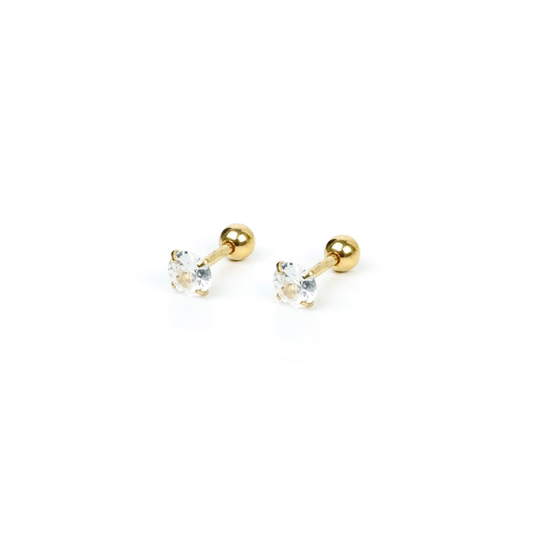 Round CZ Stud Earring - Gold 5mm