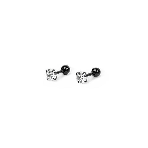 Round CZ Stud Earring - Black 5mm