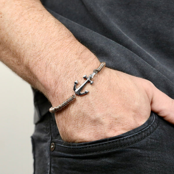 Anchor Disc Bracelet - Silver x Copper 5mm
