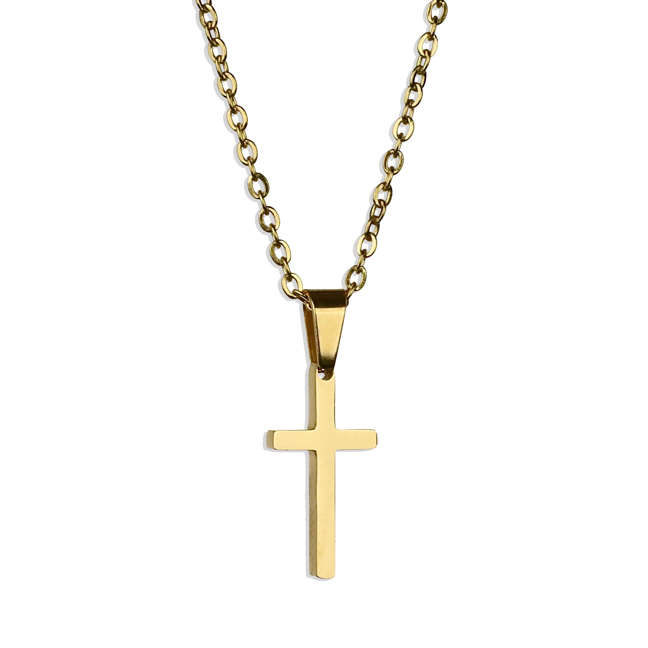 Small Modern Cross Necklace - Gold