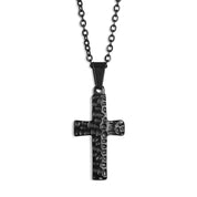 Hammered Cross Necklace - Black