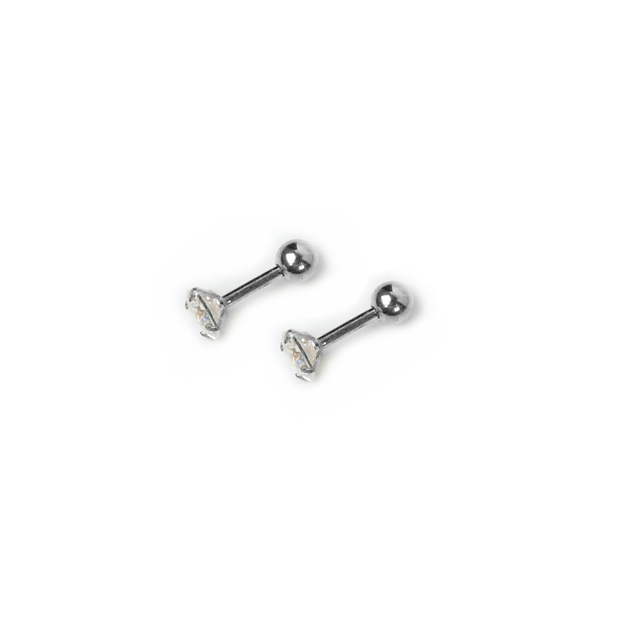 Round CZ Stud Earring - Silver 5mm