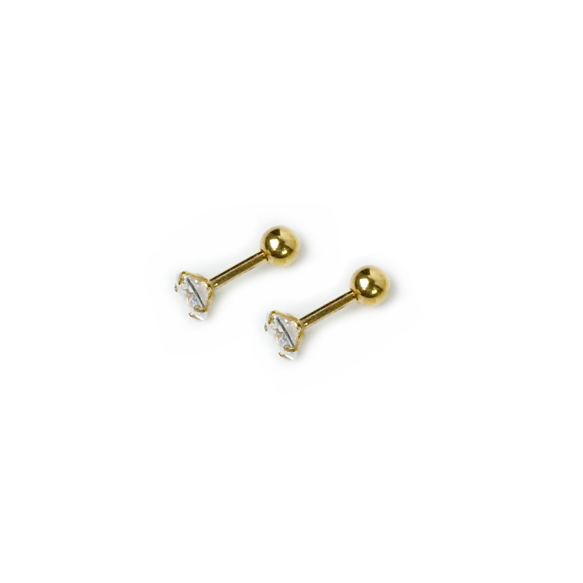 Round CZ Stud Earring - Gold 5mm