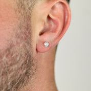 Round CZ Stud Earring - Silver 5mm