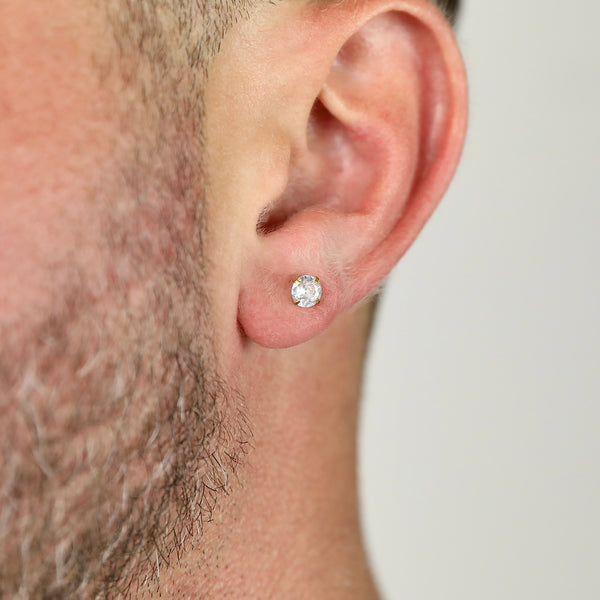 Round CZ Stud Earring - Gold 5mm