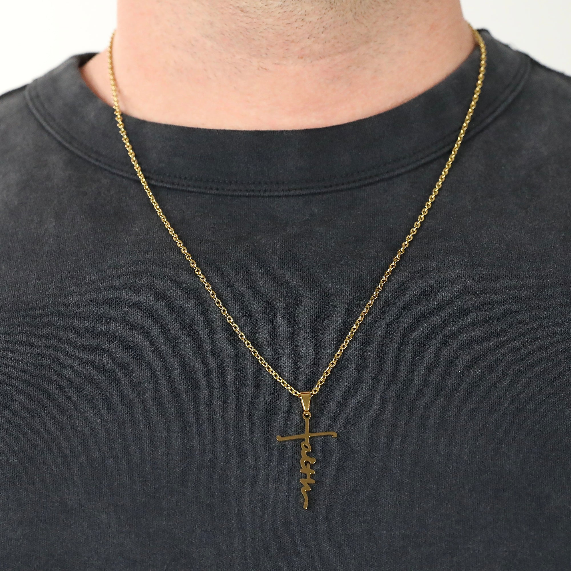 Faith Cross Necklace - Gold
