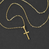 Small Modern Cross Necklace - Gold