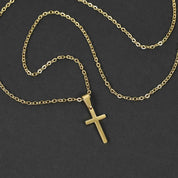 Small Modern Cross Necklace - Gold