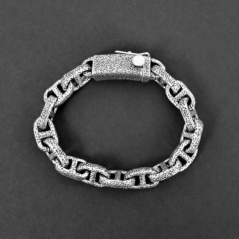 Cap Link Chain Bracelet - Matte Silver 10mm