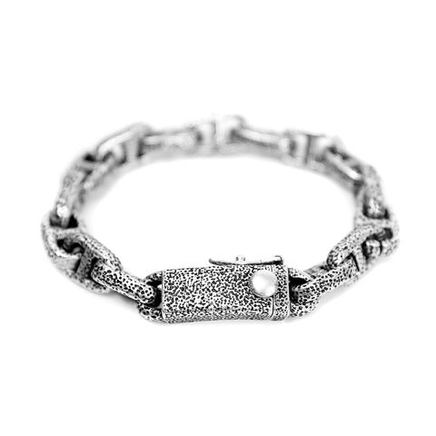 Cap Link Chain Bracelet - Matte Silver 10mm