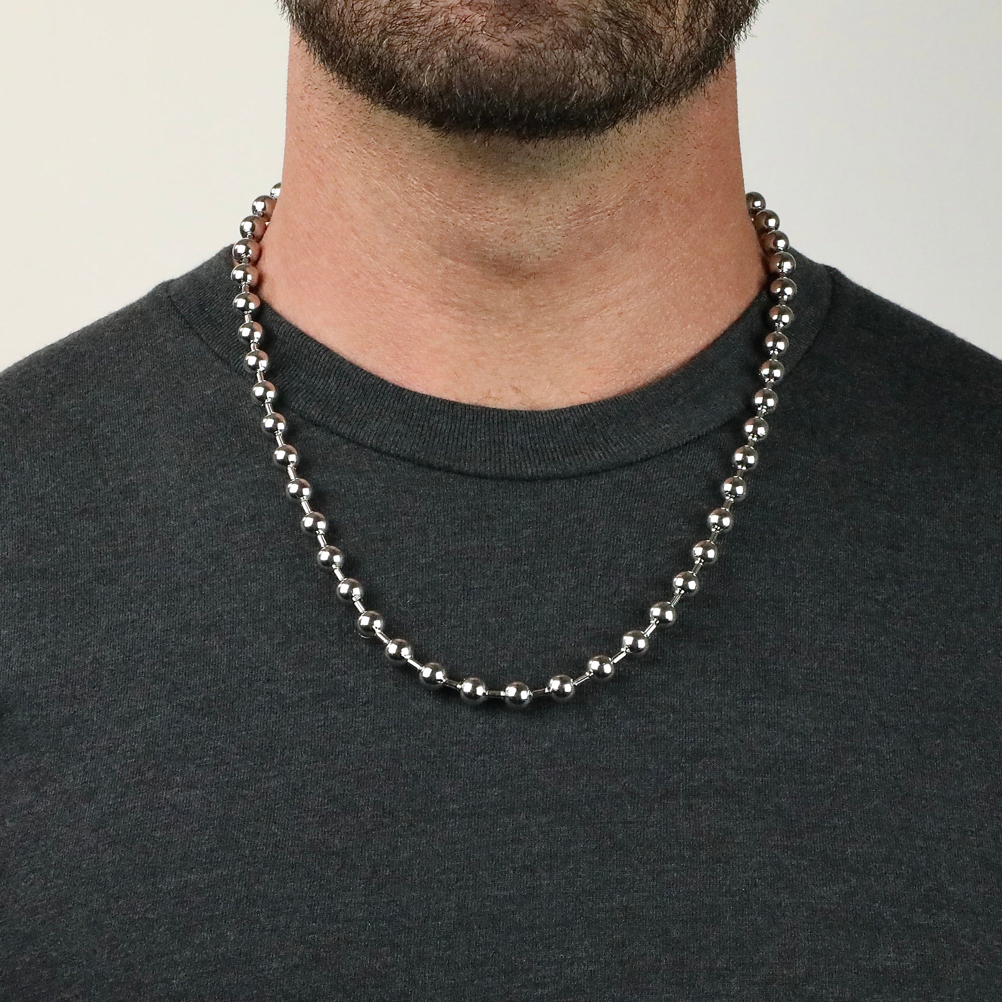 Men's Turquoise Stone Silver Ball Chain Necklace – LynnToddDesigns