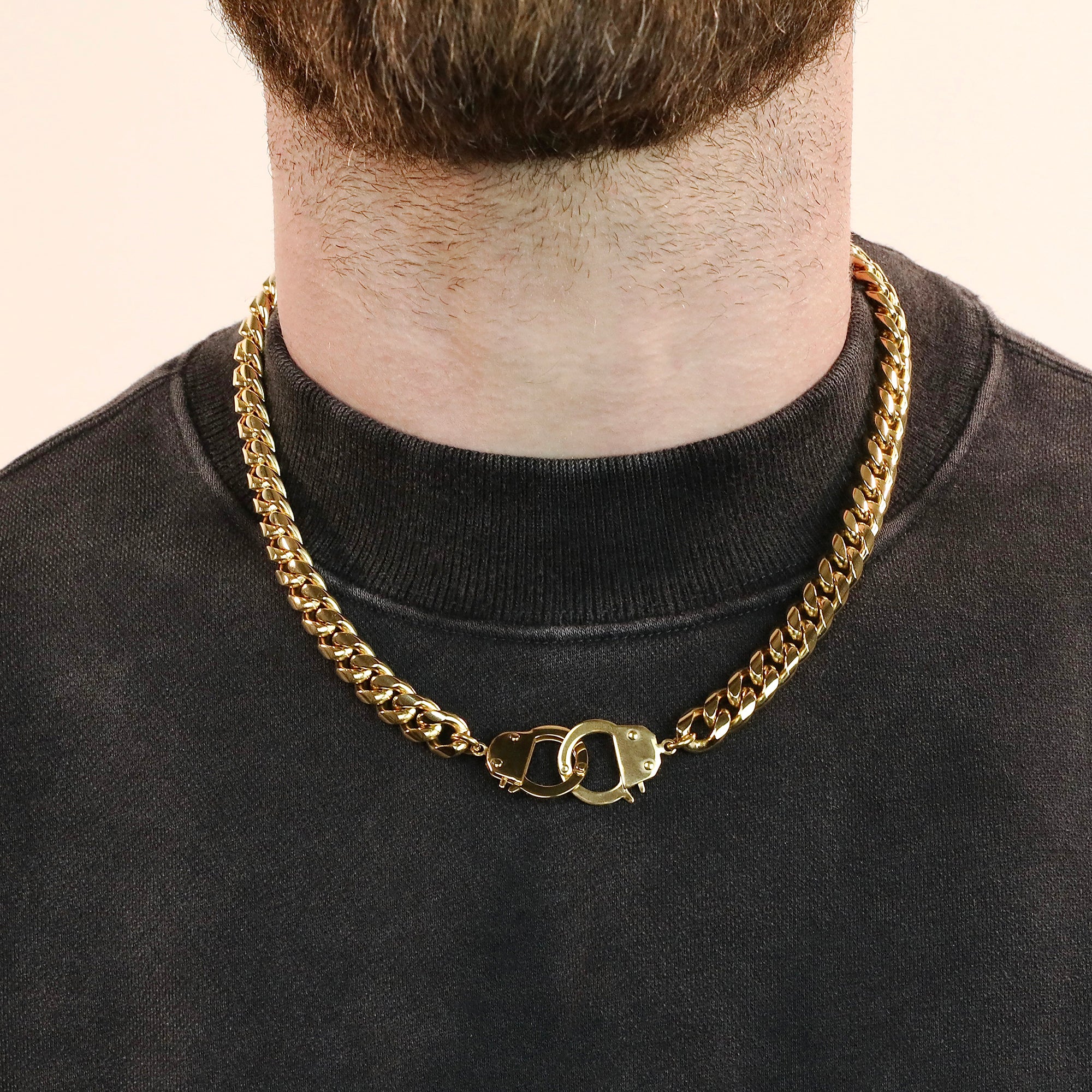 Cuban Cuff Chain Necklace - Gold 10mm