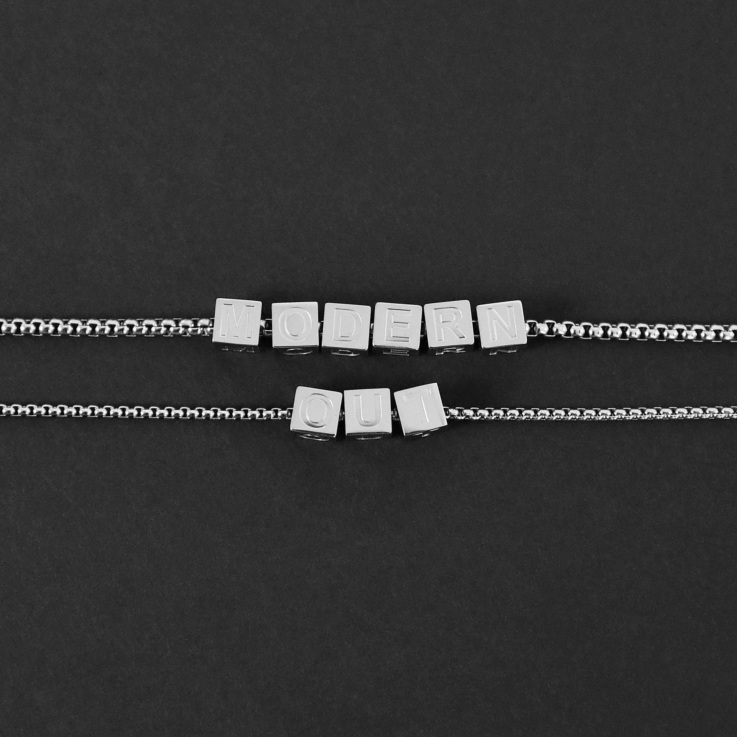 Letter Bead Necklace - Silver