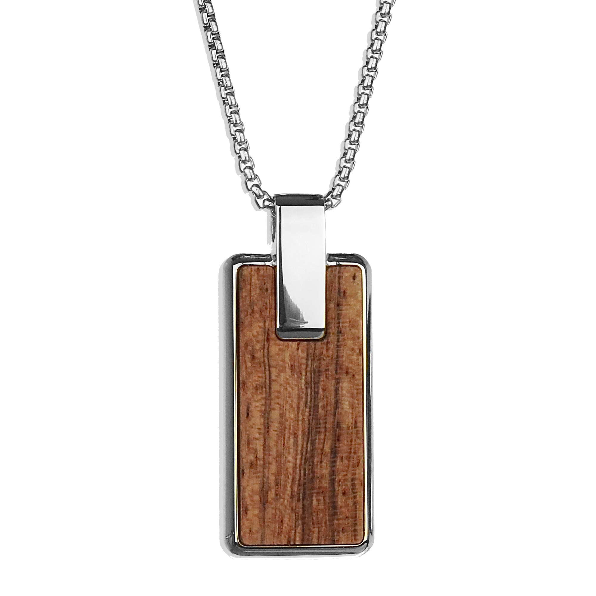 Bubinga Wood Necklace - Silver