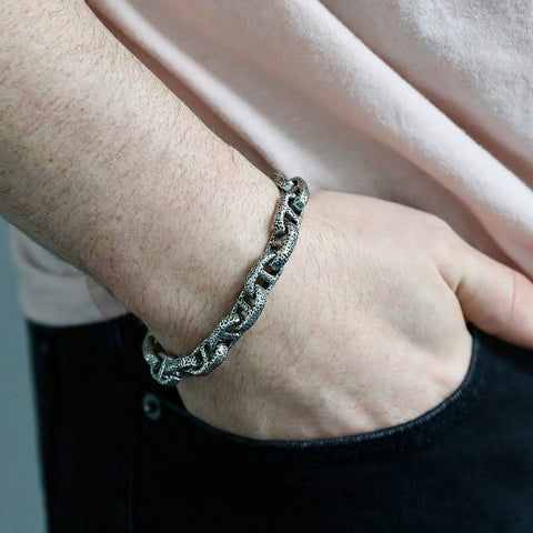 Cap Link Chain Bracelet - Matte Silver 10mm