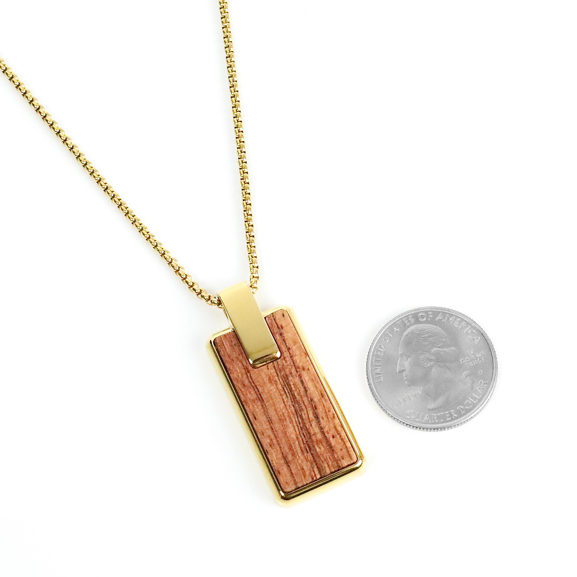 Bubinga Wood Necklace - Gold