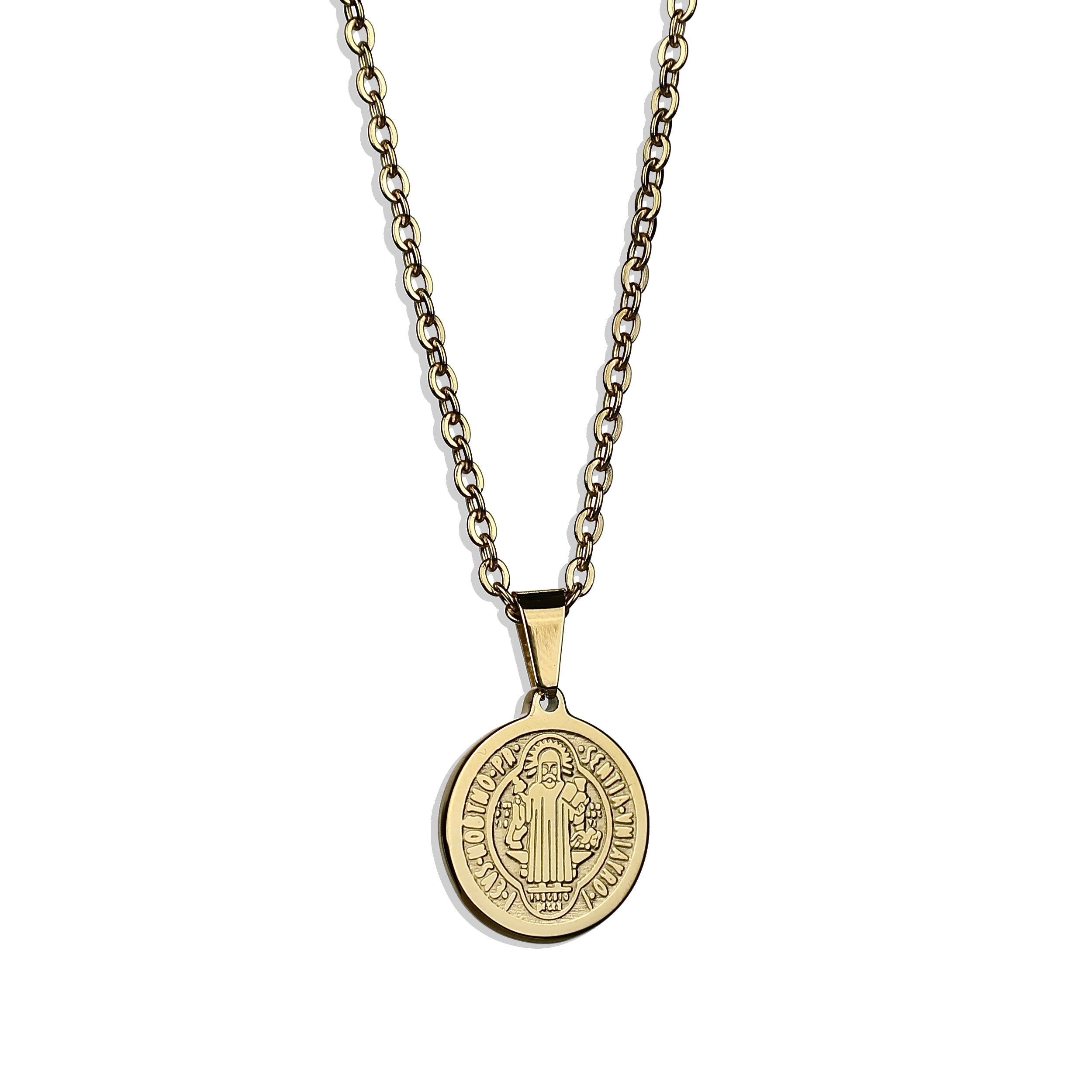 St. Benedict Small Amulet Necklace - Gold