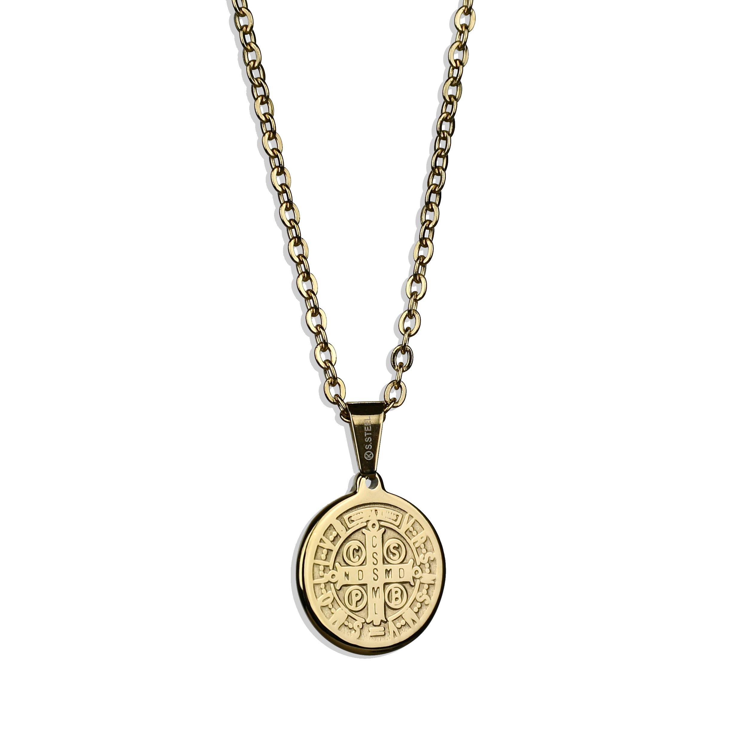 Buy Saint Benedict Medal Protection Pendant Necklace Stay Away Satan  Excorsism Couples Combo (1.50