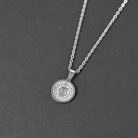 St. Benedict Small Amulet Necklace - Silver