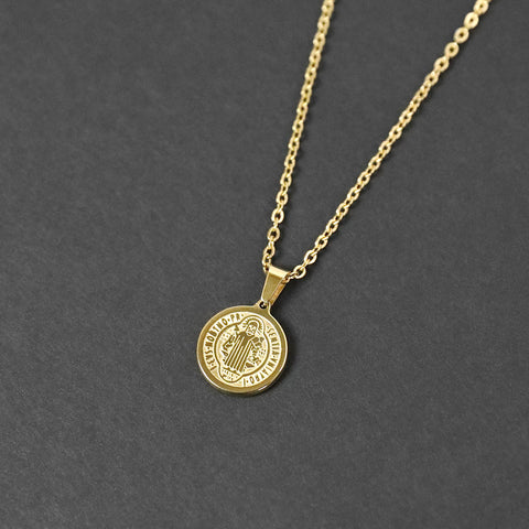 St. Benedict Small Amulet Necklace - Gold