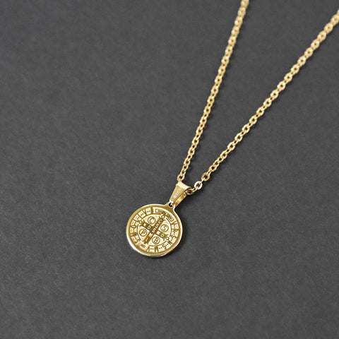 St. Benedict Small Amulet Necklace - Gold