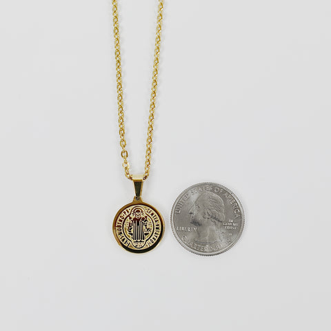 St. Benedict Small Amulet Necklace - Gold