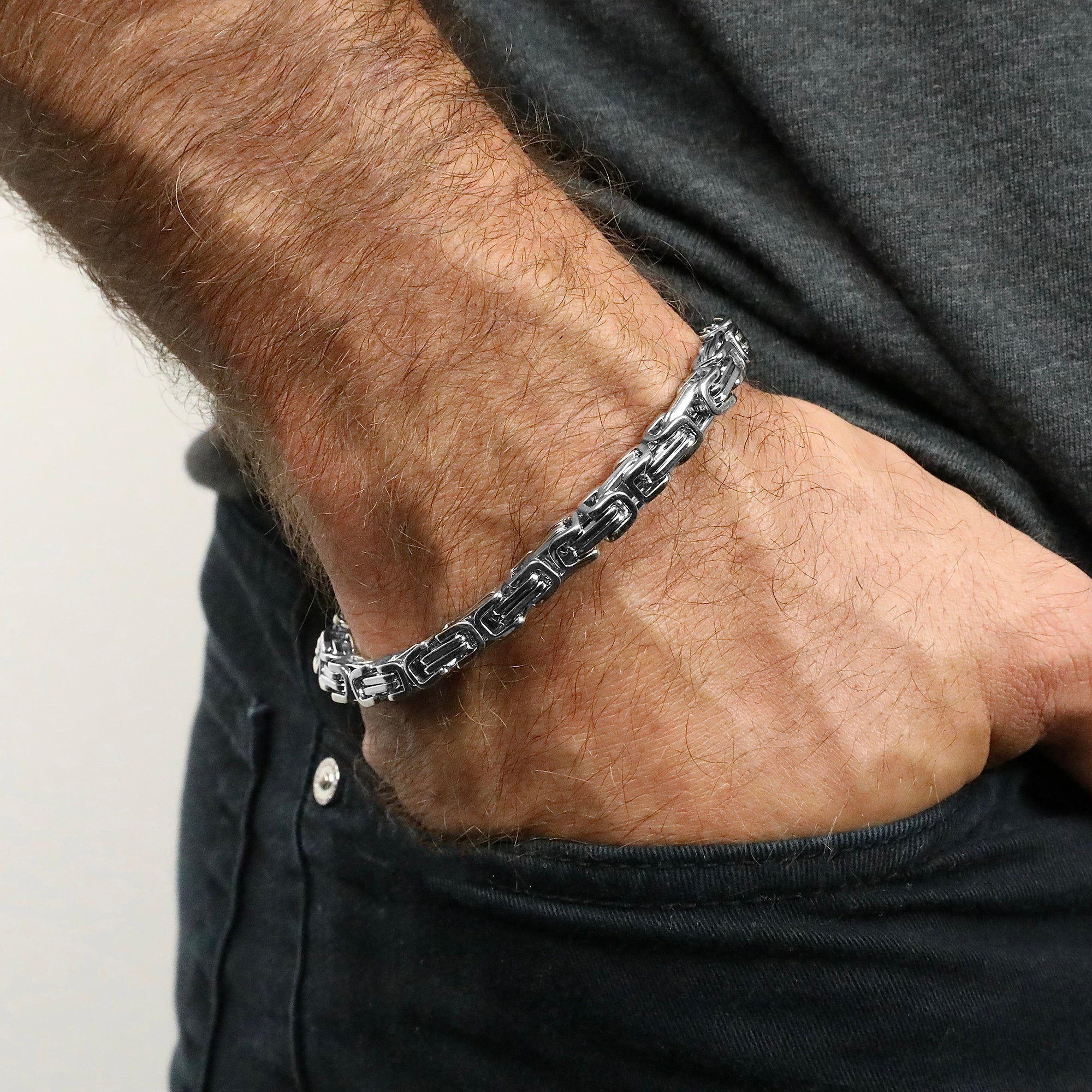 Byzantine Chain Bracelet - Silver 6.5mm